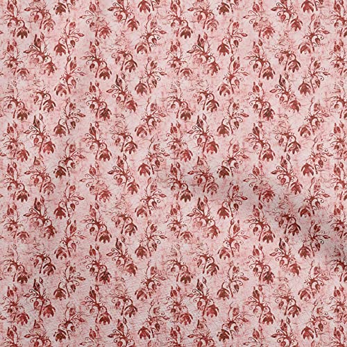 oneOone Rayon Red Fabric Asian Batik Leaf Motif Dress Material Fabric Print Fabric By The Yard 56 Inch Wide