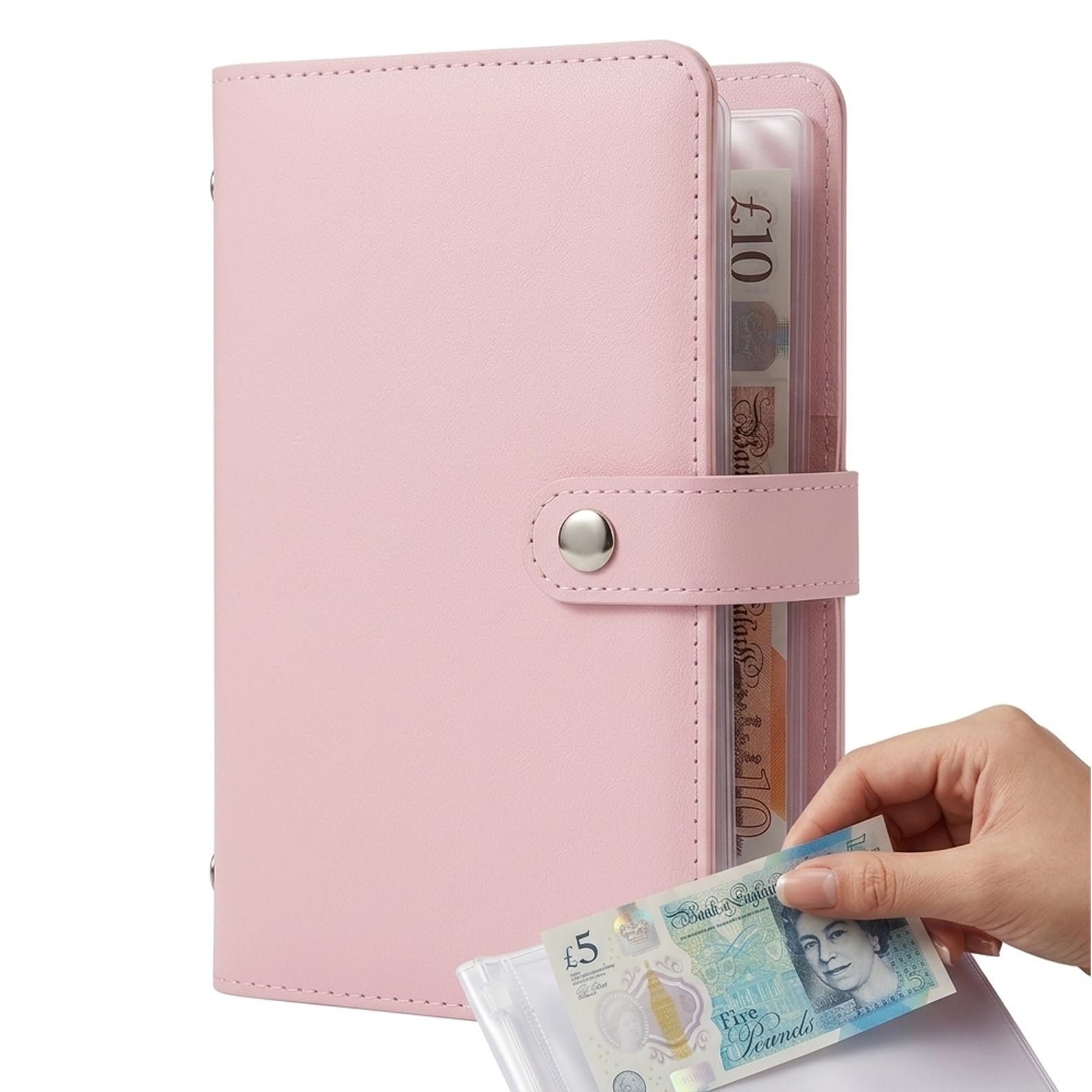 Money Saving Wallet, Money Wallet with 100 Envelopes and 50 Pages Cash Book, Pink Savings Wallet for Financial Organisation, Daily Money Management