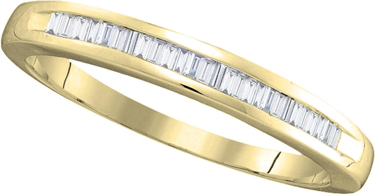Dazzlingrock Collection 0.25 Carat (ctw) 10K Baguette White Diamond Ladies Wedding Band Stackable Ring 1/4 CT, Yellow Gold