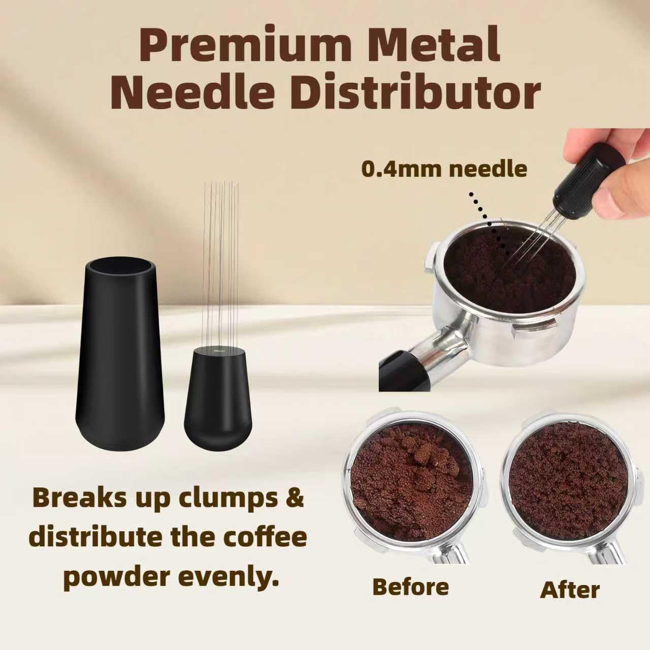 Ensemble Complet pour Espresso 51mm (5 pièces) : Distributeur Double Face Lourd, Anneau Doseur Magnétique, Outil WDT, Écran de Dispersion et Tapis de Tassage en Silicone