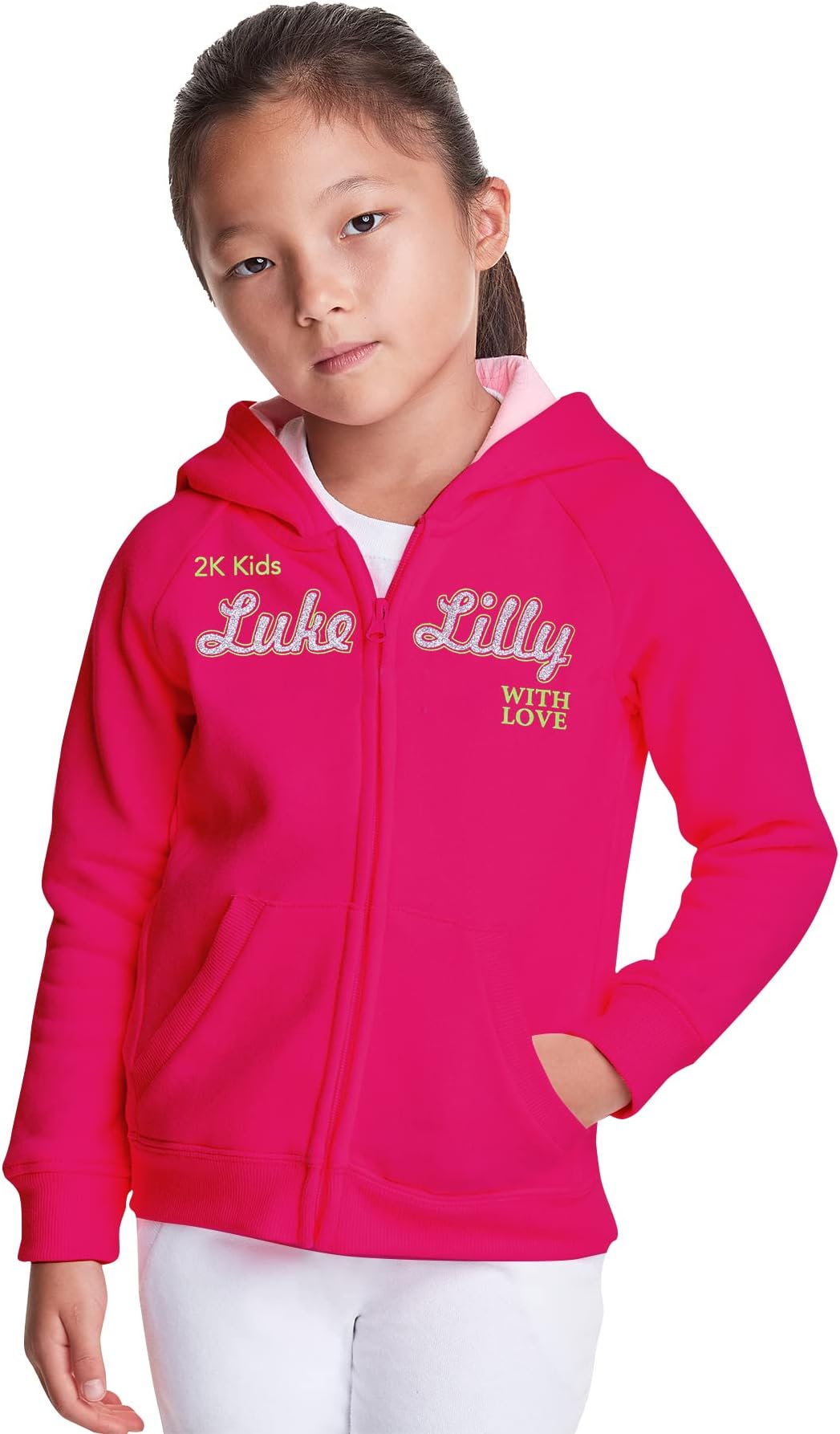 Luke and Lilly Girls Fleece Hoodies Sweatshirt Pink_Pack of 1