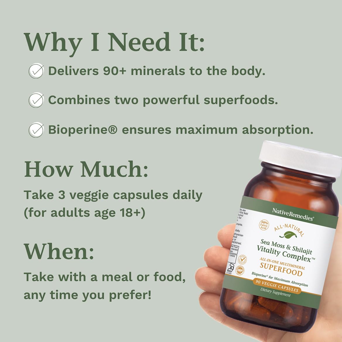 Native Remedies Sea Moss & Shilajit Complex - Natural Energy & Immune — Amazon image 4