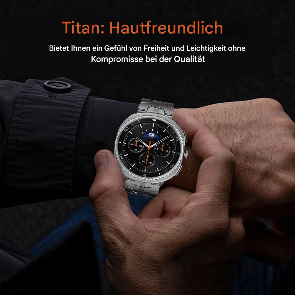 Bracelet de montre en métal titane compatible avec Samsung Galaxy Watch 8 40 mm/44 mm/8 Classic 46 mm 2025, Galaxy Watch 8 pour homme et femme