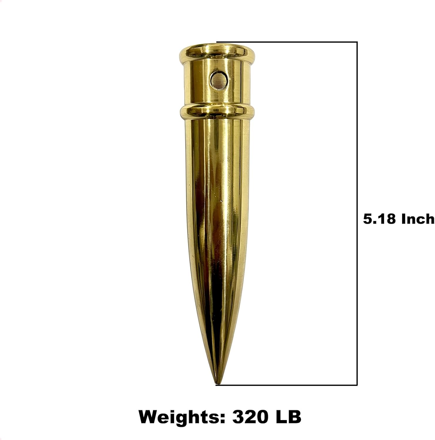 FRF FLAG Gold Brass Pointed Bottom Ferrules, Bottom Replacement Spike for Traditional Military Guidon Pole (Fits 1 Inch FlagPole)