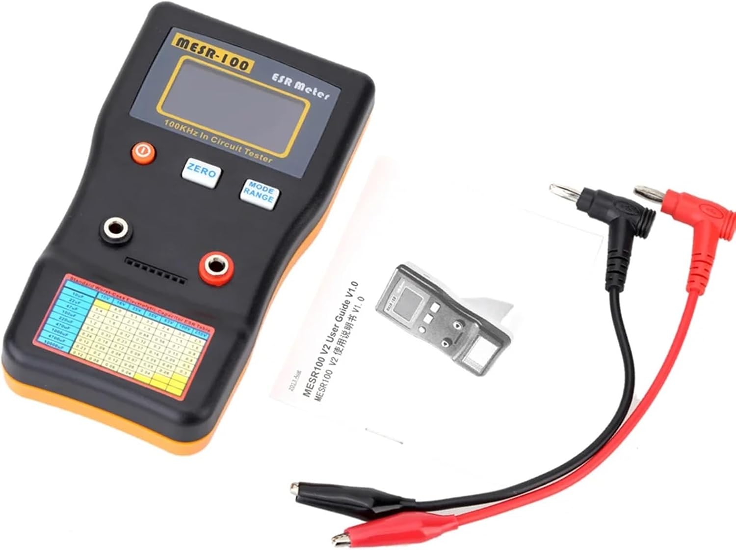 MESR-100 ESR Capacitance Ohm Meter Professional Measuring Internal Resistance of Capacitor Capacitance Circuit Tester for Electrical Testing(MESR-100)