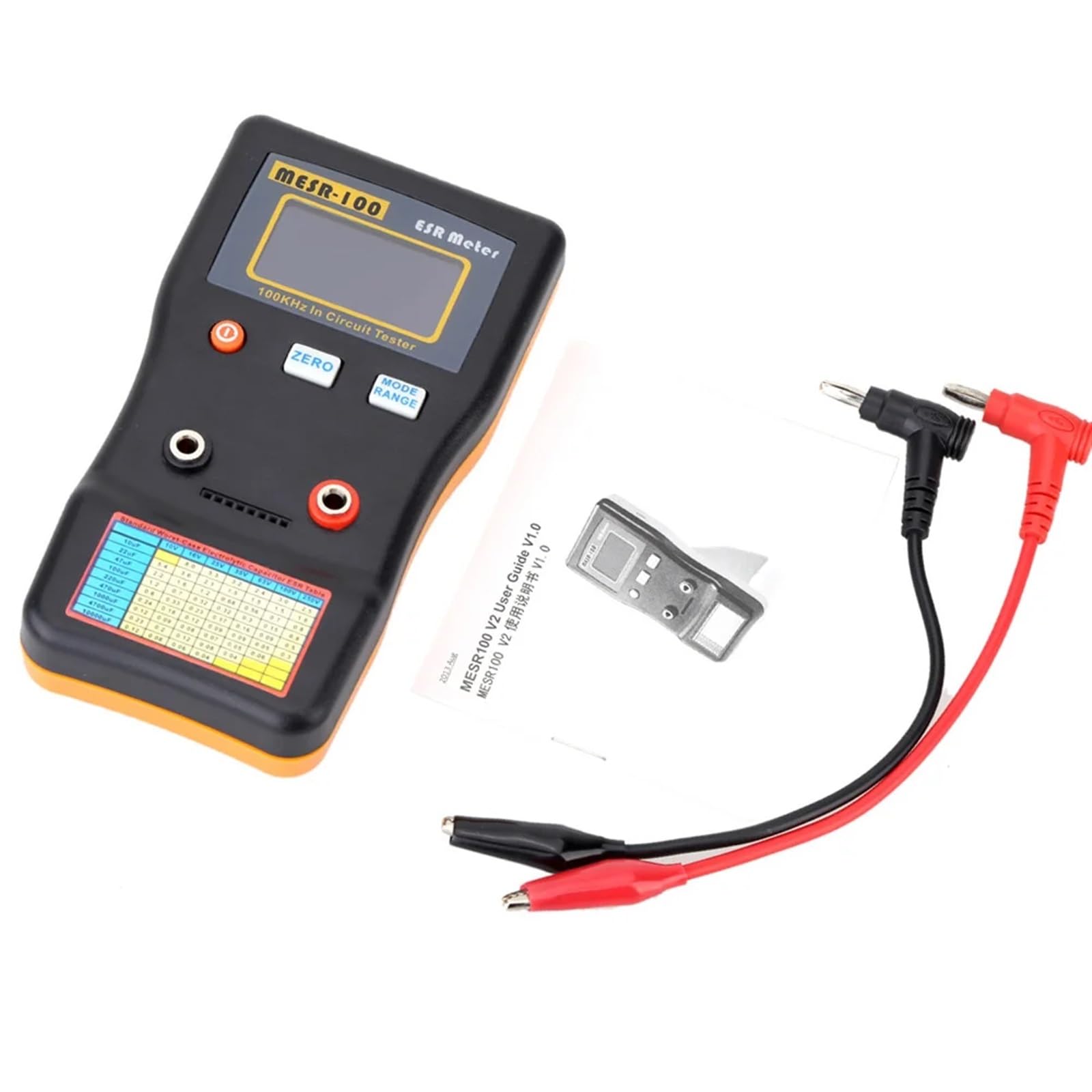 LCR-Messgerät, MESR-100 ESR-Kapazitäts-Ohmmeter, professionelle Messung des Innenwiderstands Kondensatorkapazitäts-Schaltkreistesters(MESR-100)