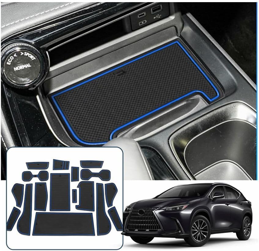 Door Slot Mats for 2022-2026 Lexus NX Accessories Non-Slip Rubber Mats Center Console Liner Compatible with 2022 2023 2024 2025 2026 Lexus NX 250/350/350h/450h+/Hybrid(17PCS/Sets)