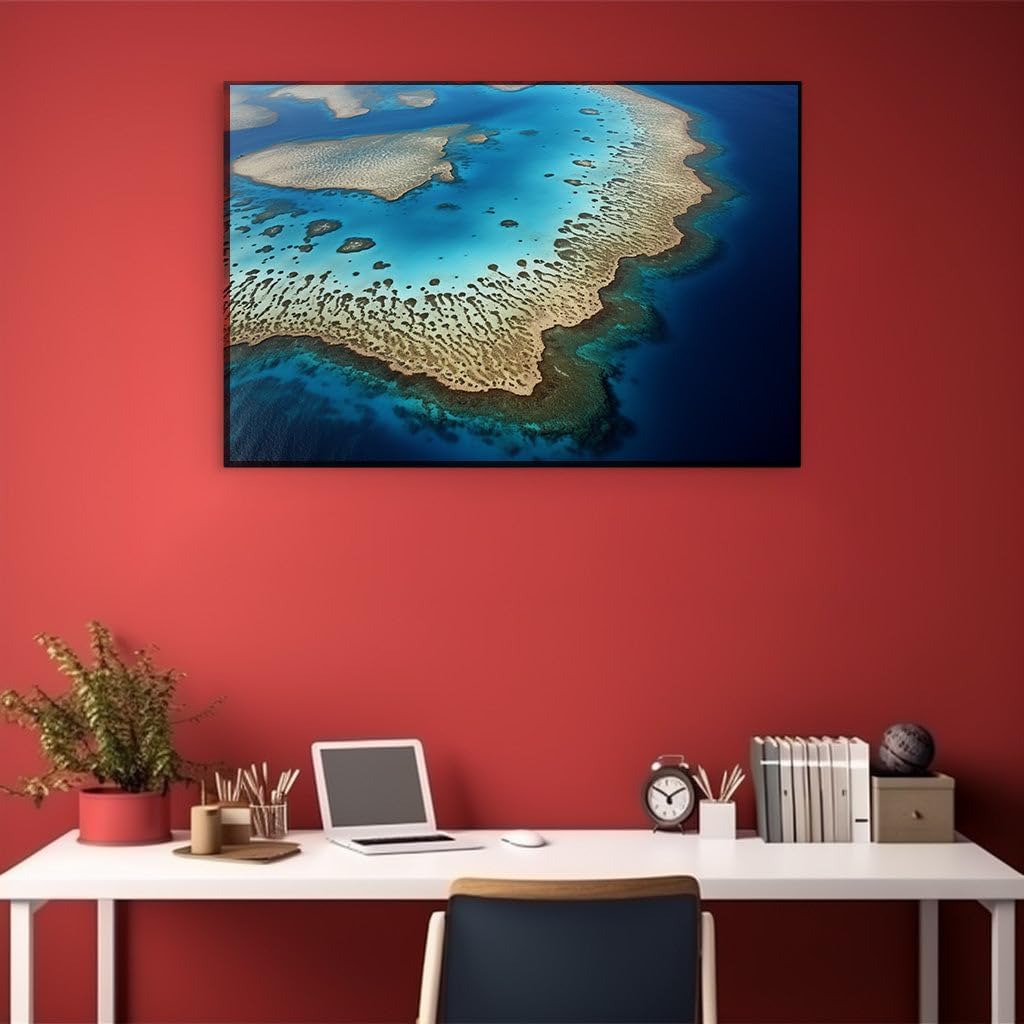 Canvas for Living room. Heart in the Sea � Discover the Romance of a Coral Reef Oasis, 27 x 18 inch Canvas Wall Art - Ready to Hang