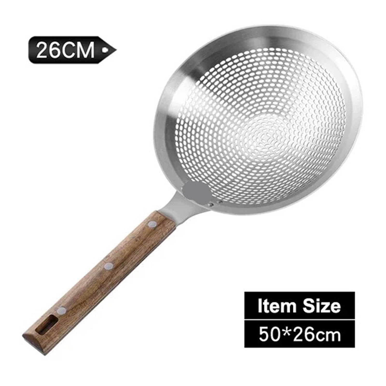 Espumadera Colador Grande de Acero Inoxidable con Espumadera y Mango de Madera Resistente for Utensilios de Cocina para Espumar(Dia 26CM)