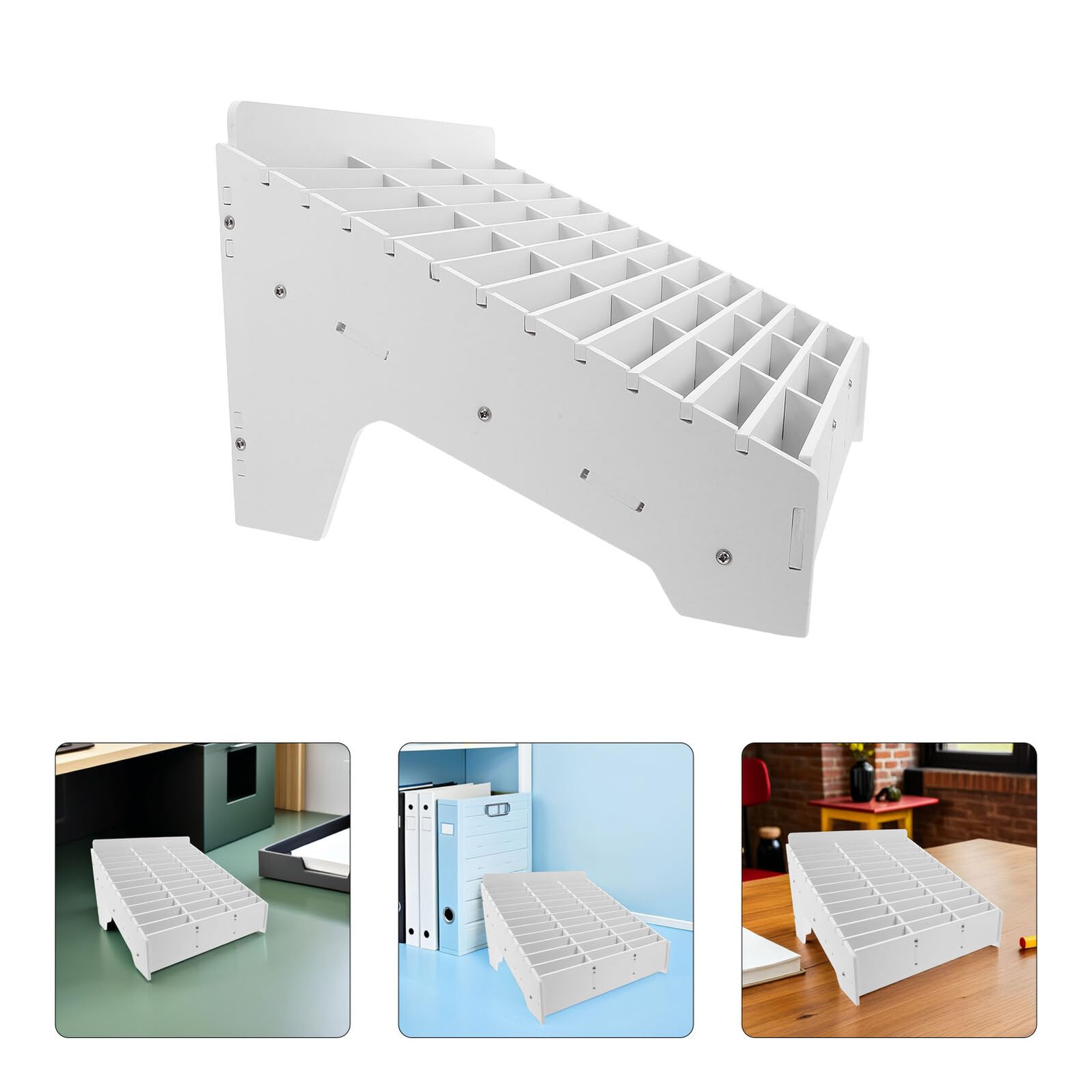 PRETYZOOM Organizador de Teléfono Móvil de Escritorio 36 Ranuras Caja de Almacenamiento de Madera y Plástico Resistente Soporte para Aula Oficina y Sala de Reuniones Gestión de