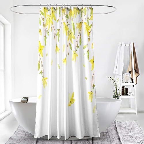 Miniatura 10 de Cortina de ducha floral de verano de 72 x 72 pulgadas, flores vibrantes, mariposas, primavera, decoración de baño, cortina de baño de poliéster