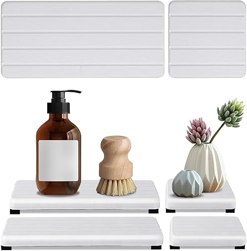 4 bandejas de secado de piedra para fregadero de baño y encimera de cocina, bandejas de jabón de piedras de diatomita de secado rápido, posavasos de