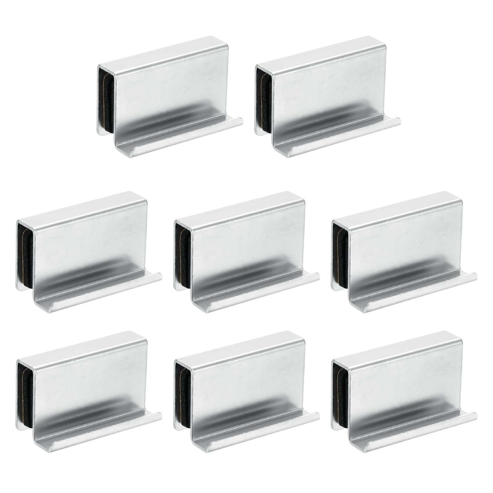 sourcing map 8Pcs 1.6" Glass Finger Edge Pull, Steel Window Display Door Clips, Concealed Cabinet Door Handle for Drawers, Wardrobes, Display Glass Case, Furniture, Pearl Chrome