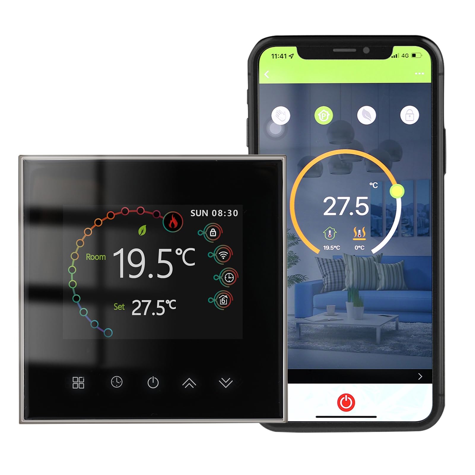 WIFI Smart Thermostat, Smartphone App Pilot Control, Smart Home System Voice Control, Tryb Ręczny i Tryb Programowania, Dzielenie się rodziną do Ogrzewania Wody i podłogę elektryczną (Ogrzewanie