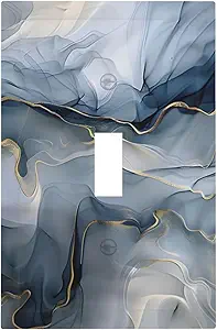 Decorative Switch Plate Covers Abstract Ink Blue Marble Glod Line Texture 1 Gang Light Switch Cover Plate Single Toggle Wall Plate Outlet Covers Wall Plate Faceplate for Bathroom Decor