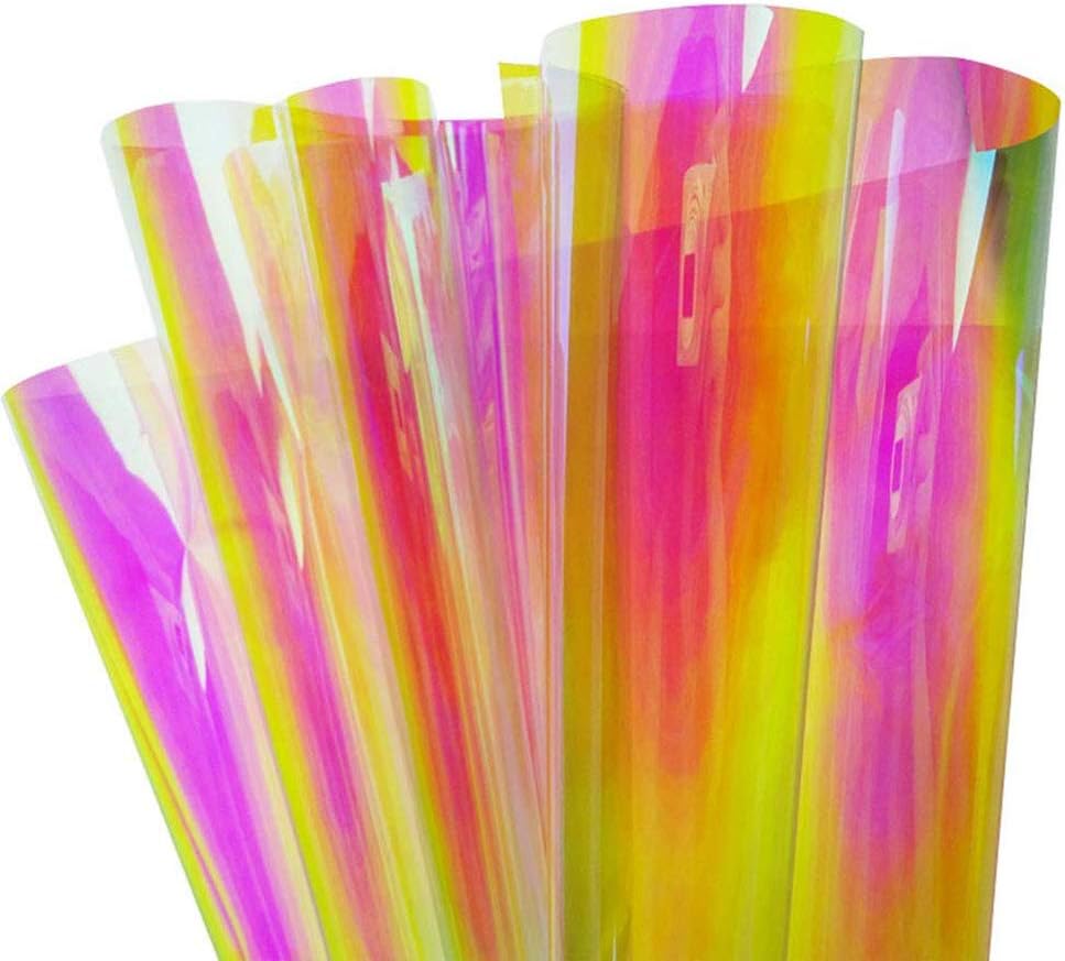 Holographic Decorative Iridescent Window Film Adhesive Glass Film Chameleon Rainbow Effect for Home Decal DIY Christmas Party Decoration, 17.7Inch x 10Feet, Warm Color