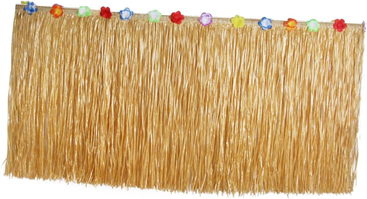 Zerodeko Straw Table Skirt Decoration Lightweight 276x75cm Desk Skirt for Luau Party
