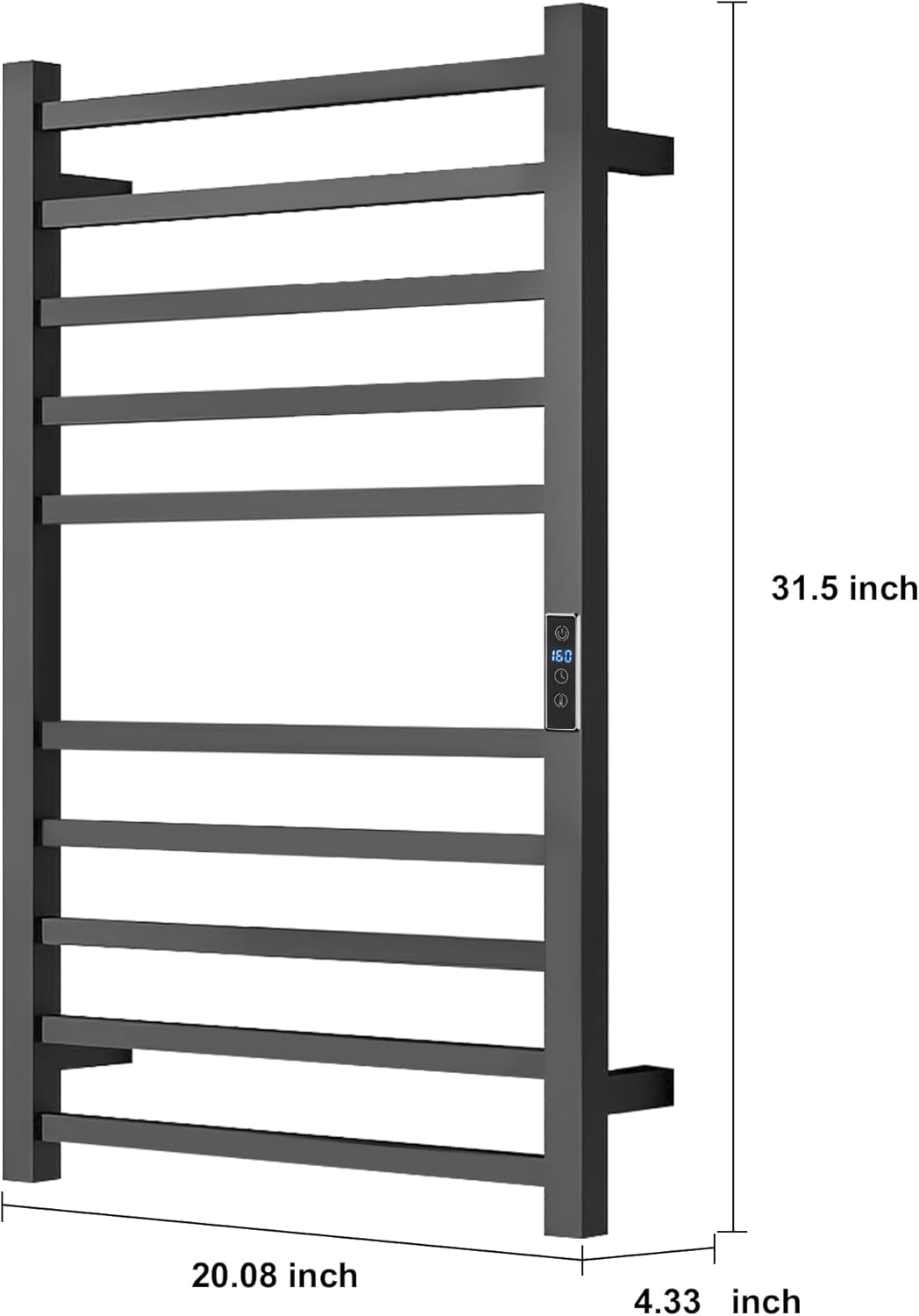 Heated Towel Racks for Bathroom, Wall Mounted Electric Towel Warmer Racks with Timer & Temperature Control, Stainless Steel Towel Heater for Bathroom, Matte Black, Plug-in (10Bar+6Bar)