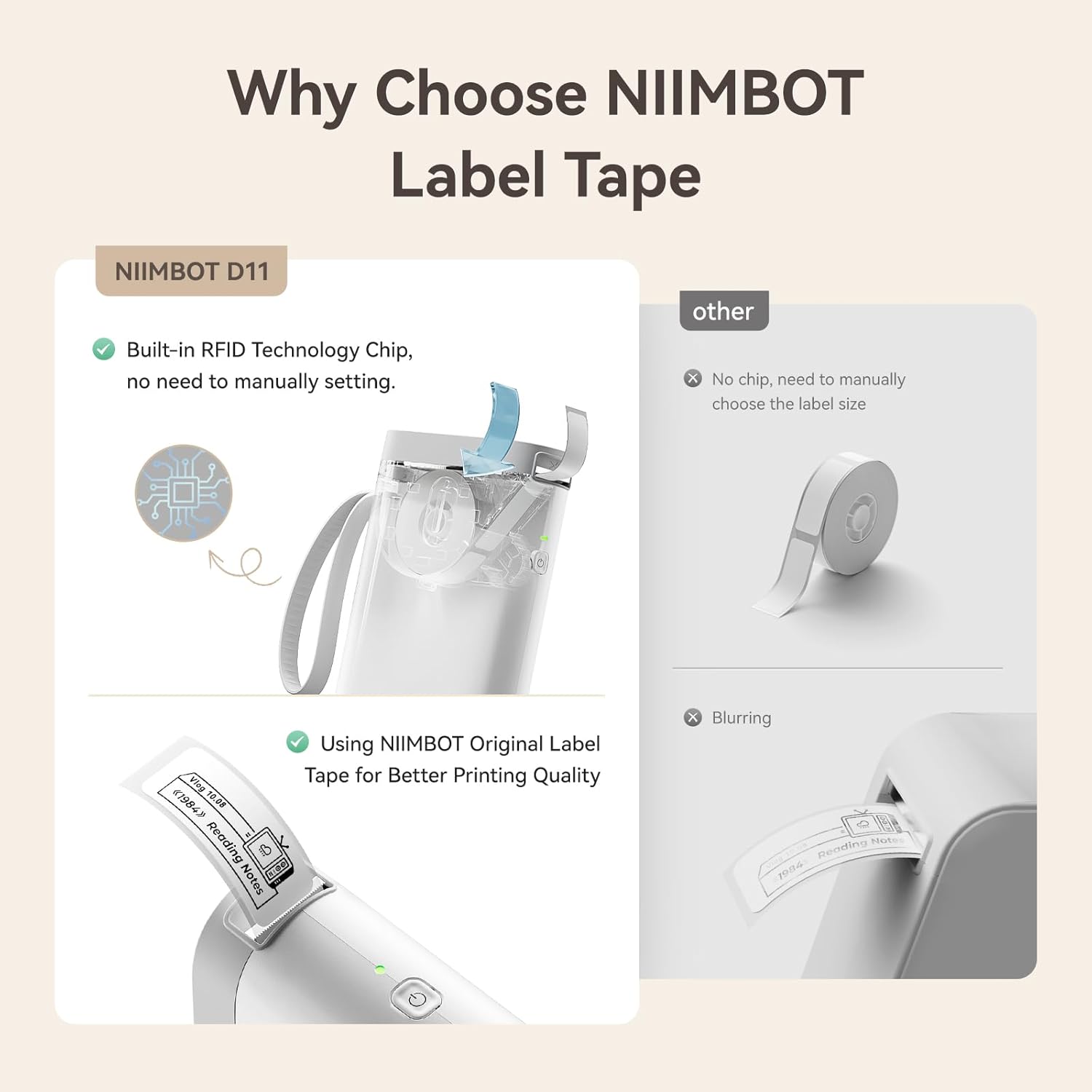 NIIMBOT D110 Label Maker Tape, 14x30mm (0.55"x1.18") 210Label/Roll, Waterproof Label for Home Office Oragnization (Clear) - Image 7