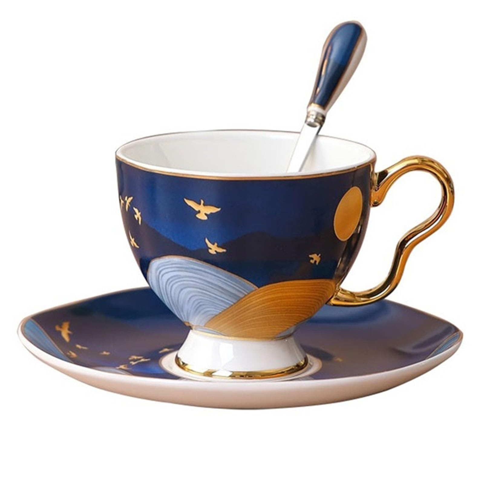 Tasse à café en céramique anti-tache avec soucoupe en porcelaine d'os lavable facilement