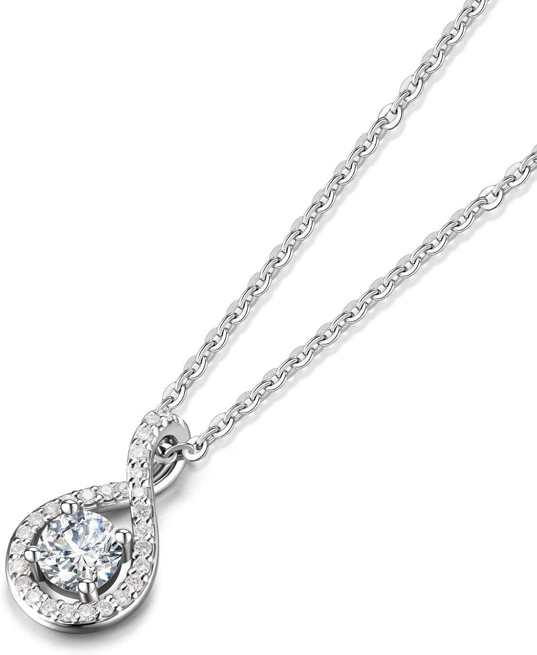 AGVANA Eternal Radiance 0.4-1.2 Ct. Tw. Lab-Grown Diamond Infinity Pendant Necklace in Sterling Silver (D-E, VS) Fine Jewelry for Women Promise Anniversary Birthday Gifts for Her, 16-18" Chain