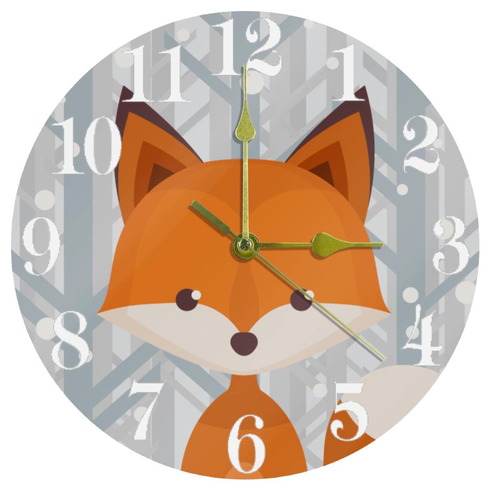 Horloge murale silencieuse renard forêt de 25 cm pour cuisine et bureau