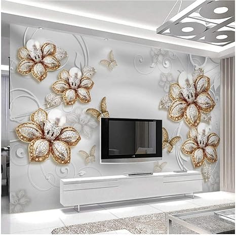 Amazon Lcymt 壁画の壁紙 高級ジュエリー花柄壁画壁紙リビングルームテレビソファ家の装飾壁紙 150x1cm 壁紙