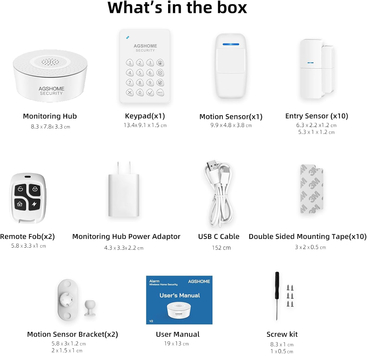 AGSHOME 15 Piezas Alarmas para Casa, Sistema de Seguridad para el hogar con Alarma, WiFi alarmas para Puertas, Trabajo para el Hogar, Apartamento, Garaje, Compatible con Alexa