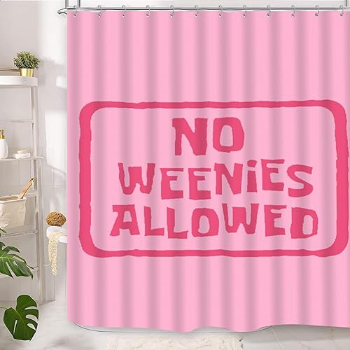 Cortina de ducha con texto en inglés "No Weenies Allowed", divertida cortina de ducha con estampado de letras bonitas para baño, juego de cortina de