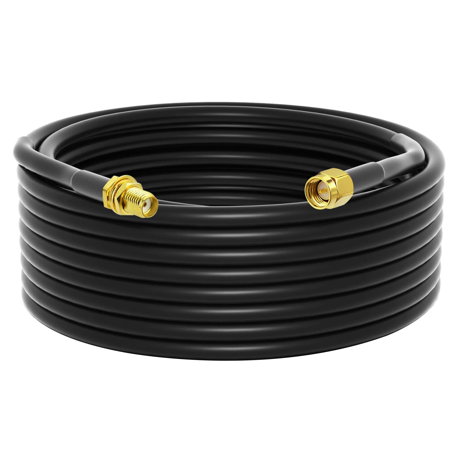 onelinkmore Low-Loss Coaxial Extension Cable 35Ft RG58 SMA Female to SMA Male Extension RF Coaxial Cable Connector and Two-Way Radio Applications Pure Copper 50 ohm RF Jumper Cable