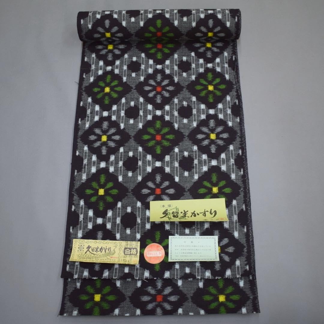 Amazon.co.jp: 久留米かすり 綿絣 着尺反物 黒紺 花菱 : おもちゃ