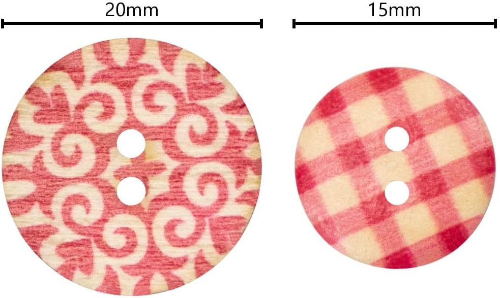 Foraineam 400pcs Mixed Wooden Buttons Bulk 2 Holes Round Decorative Wood Craft Button for Sewing Crafting (Pack of 2)