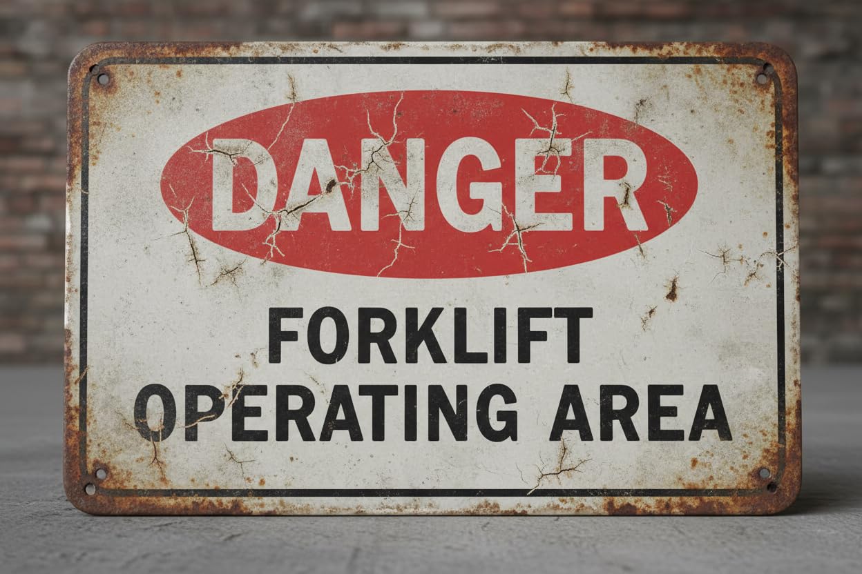 Wall Decor Danger Forklift Operating Area Metal Sign 8x12Inch Clear Signage For S, Fences Vintage Signs Aluminum Plates Printed