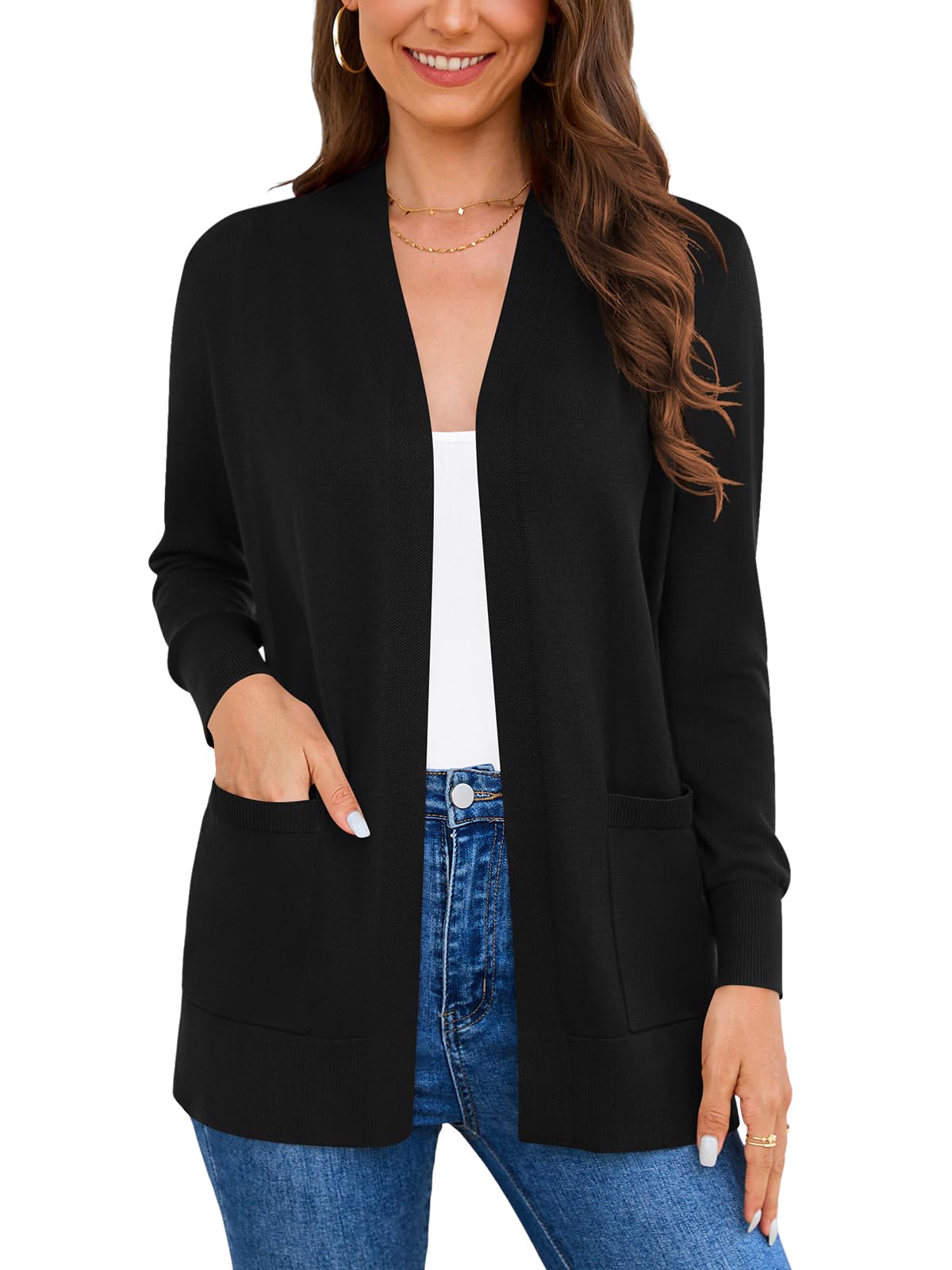 Wiwclo Veryoung Women Vests Fashion Casual Sleeveless Cardigan Sweaters Soft Knit Dressy Ladies Sweater Vest with Pockets