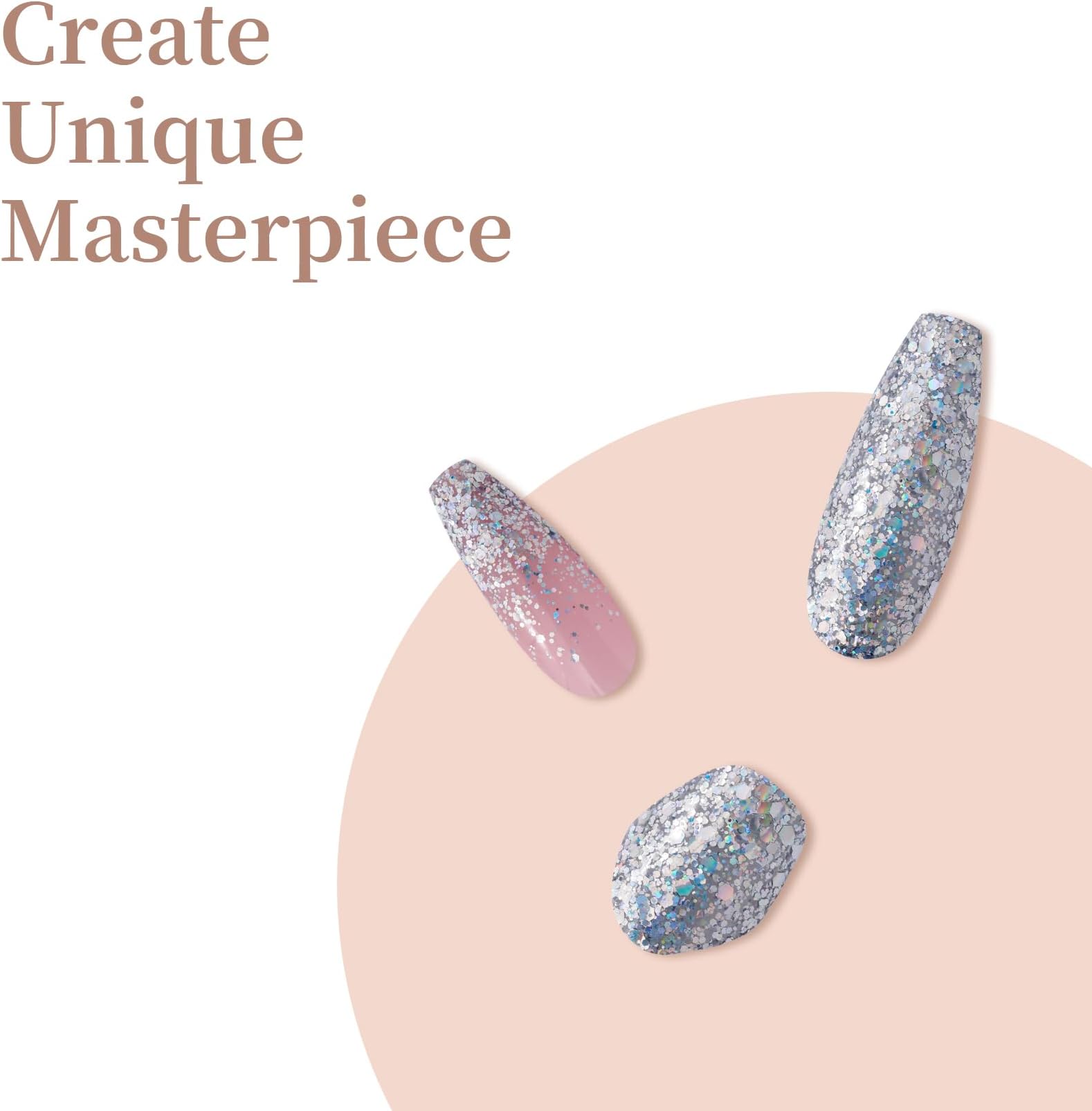 MAYCHAO Glitter Gel Nail Polish, 15ML Silver Sparkle Gel Polish Nail Art Starter Manicure Salon DIY at Home, 0.5 OZ