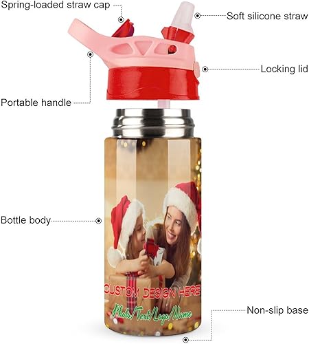 Vista 3 de Botella de agua personalizada con foto para niños, familia, mascotas, botella de agua personalizada para niñas, niños, regalo de cumpleaños y Navidad