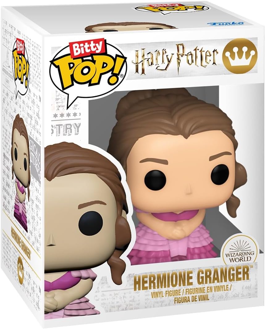 Funko Bitty POP HP GOF - Hermione, 4-Pack and A Surprise Mystery Mini Figure - 0.9 Inch (2.2 Cm) - Harry Potter Collectable - Stackable Display Shelf Included - Gift Idea - Party Bags Stocking