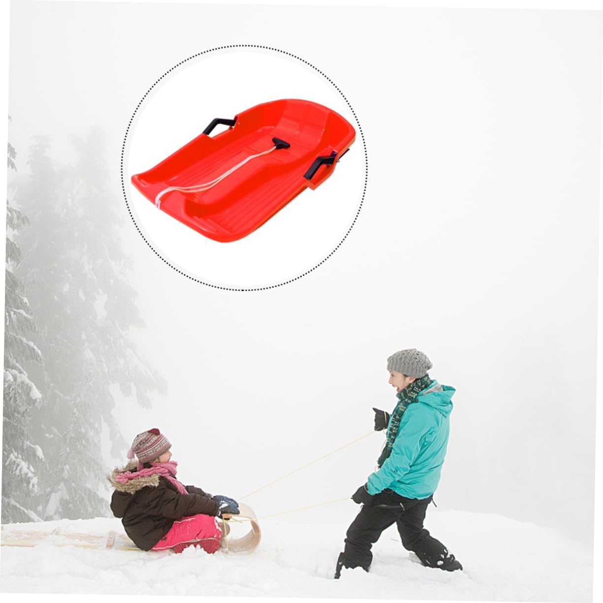 KOMBIUDA Luge à Neige Glisseur Hiver Extérieur pour Garçon Fille Et Adultes avec Poignée Antidérapante pour Glisser Librement