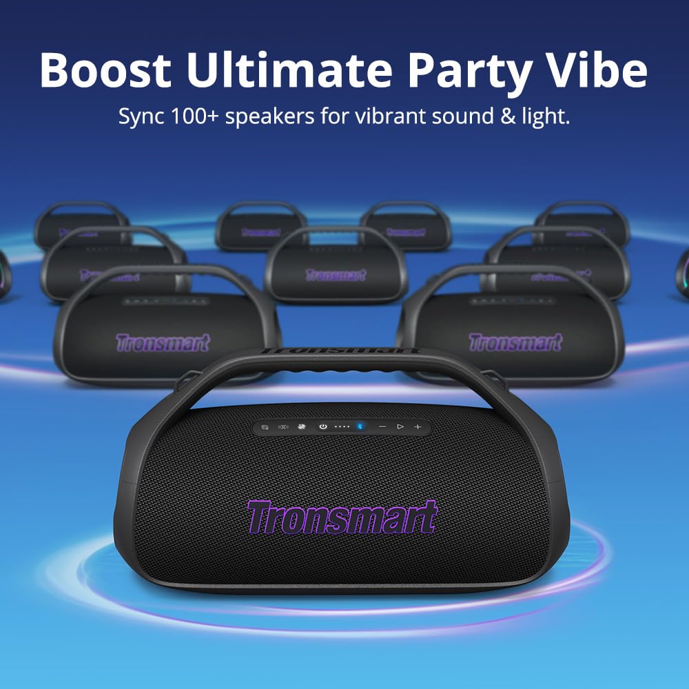 Tronsmart Bang 2 Altavoz Bluetooth Potente 90W, 26H Batería, Altavoz Grande Autoamplificado HiFi Portátil, IPX6, EQ, Speaker Parlante con Bocina y Luces RGB, para IR de Camping, a la Playa o al Campo