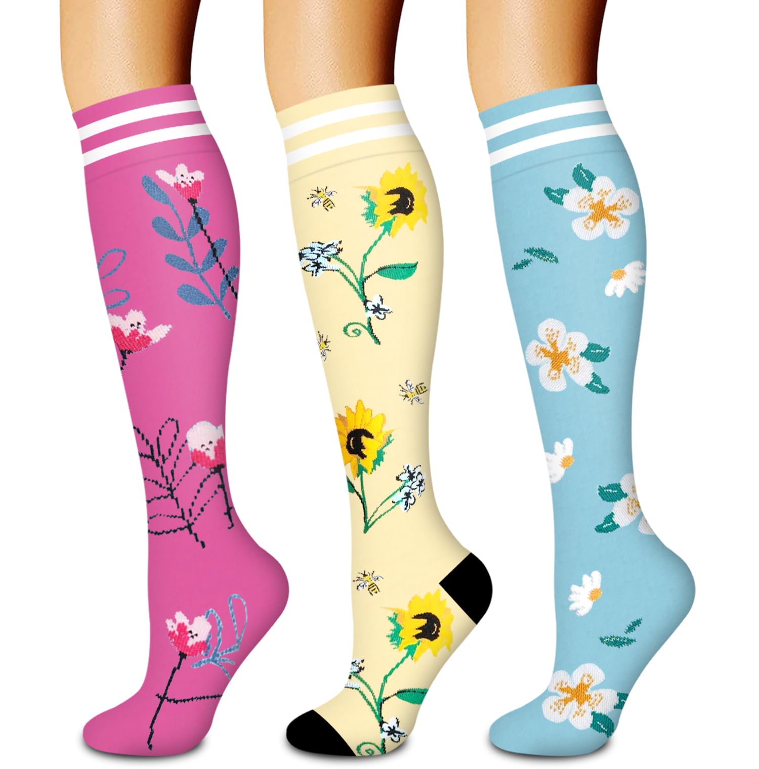 Laite Hebe 3 Pack Compression Sock-Compression Sock For Women and Men Circulation -Best for Running,Athletic Sports