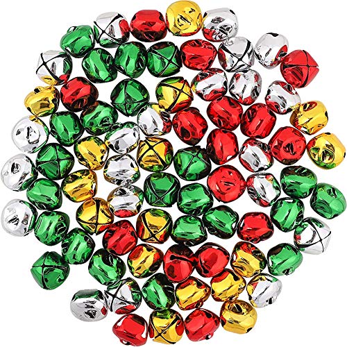 Moscare 100 Pieces 25mm Jingle Bells for DIY Crafts,Christmas Deco (Mutil-color)