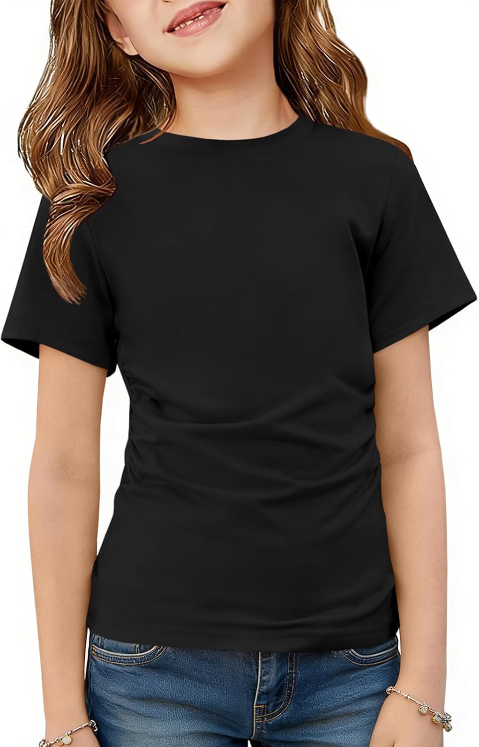ZDC Girls Short Sleeve T Shirts Kids Summer Crewneck Tee 3-14 Years