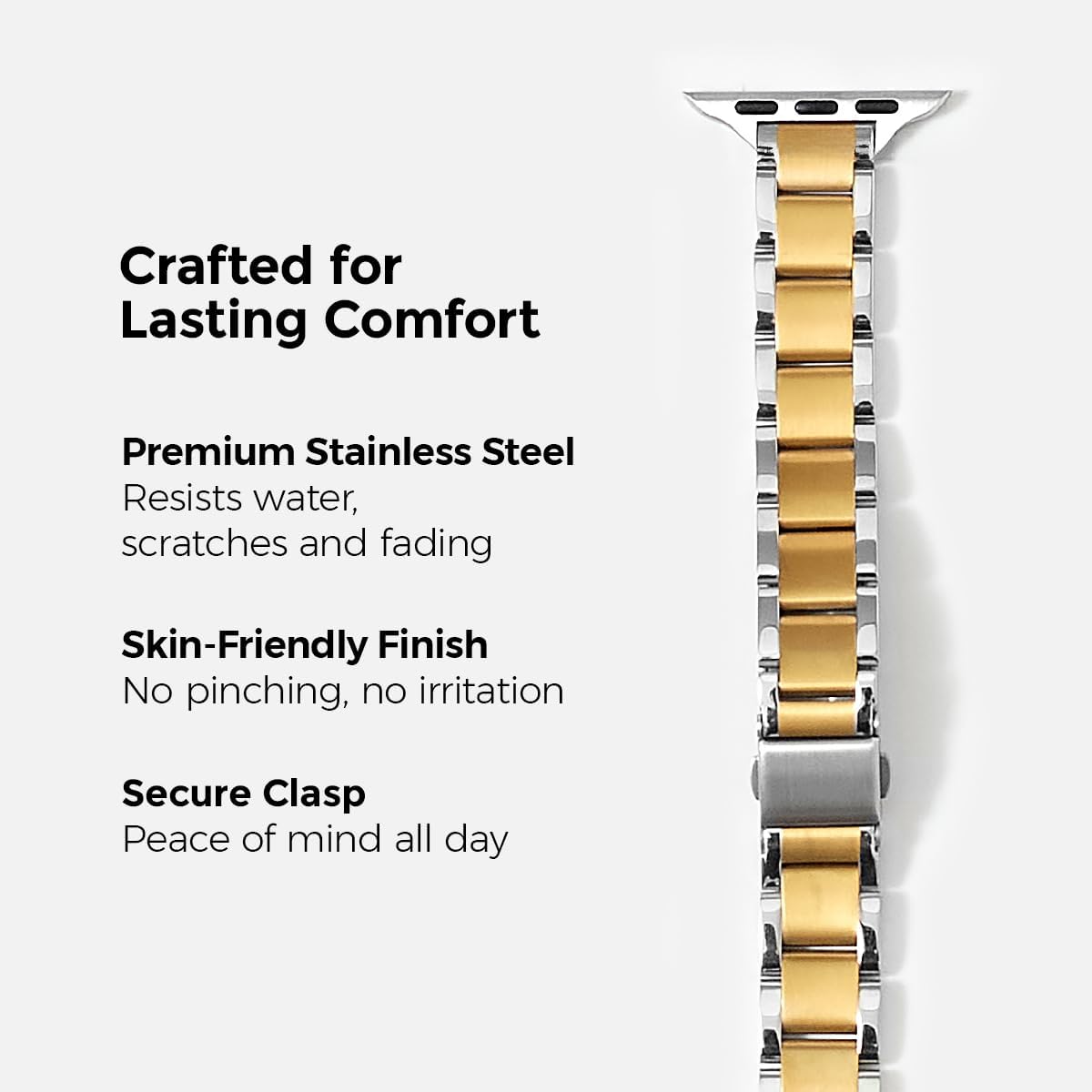 My Pretty Strap - Compatible Apple Watch Band Strap, Stainless Steel Fashion iWatch Replacement Strap- Easy Resizing, No Tool Needed, Fits Most Wrists- Series 1-11, SE and Ultra