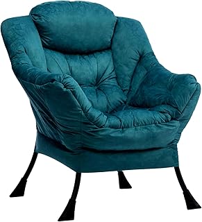 Armchair Comfy Chair for Living Room Bedroom Reading Chair Small Sofa Chairs Relax Arm Chairs with Steel Frame, Blue Green