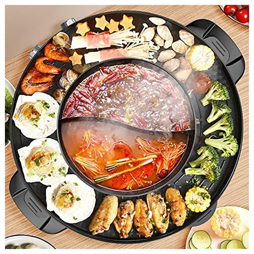 AKYUNM Electric Grill Hot Pot, 110V Multi-function Electric Smokeless Barbecue Shabu Hot Pot Separate Pot Plate Base Dual Temperature Control Easy Cleaning (2200W)