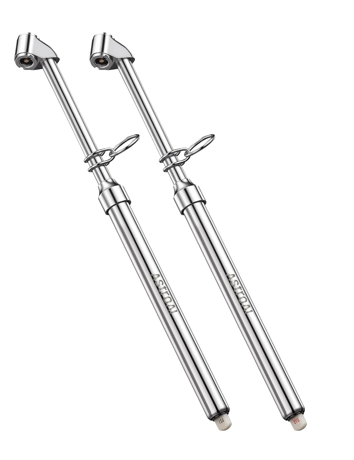 AstroAI 10-150PSI Heavy Duty Tire Pressure Gauge with Straight-On Dual Head | Stainless Steel Body and Solid Brass Construction, Battery Free Mechanical Air Gauge for Truck, RV, SUV, Car (2 Pack)