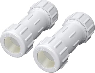 LESSO 1 Inch PVC Compression Coupling (Gasket x Gasket),Leak-Free Pipe Connector for Plumbing & Irrigation-2 pack