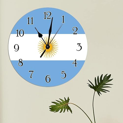 Miniatura 3 de Argentina Reloj de pared de cuarzo de calidad de pared, funciona con pilas, reloj de pared silencioso con bandera argentina, reloj de pared vintage