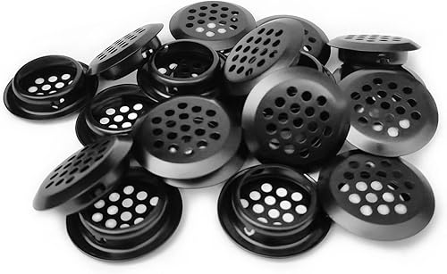 20 rejillas de ventilación circulares de 1.1 pulgadas (1.142 in), rejillas de ventilación redondas de acero inoxidable para gabinetes, armarios,