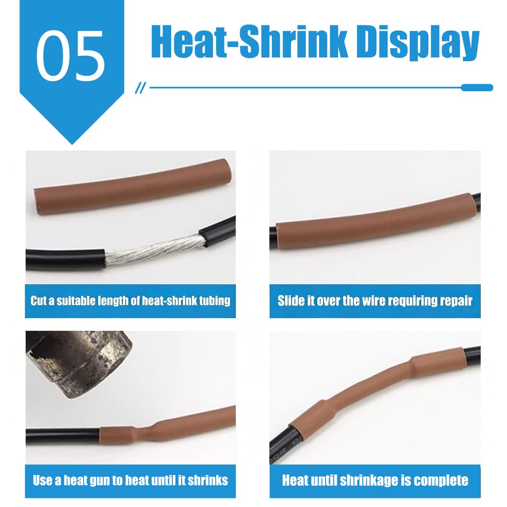 Tubi termorestringenti del PE 3:1 Brown per l'inguainamento del cavo | Tubo termoretraibile foderato adesivo, varie dimensioni, 2,4-39 mm, ignifugo, isolamento 600 V (diametro: 25,4 mm)